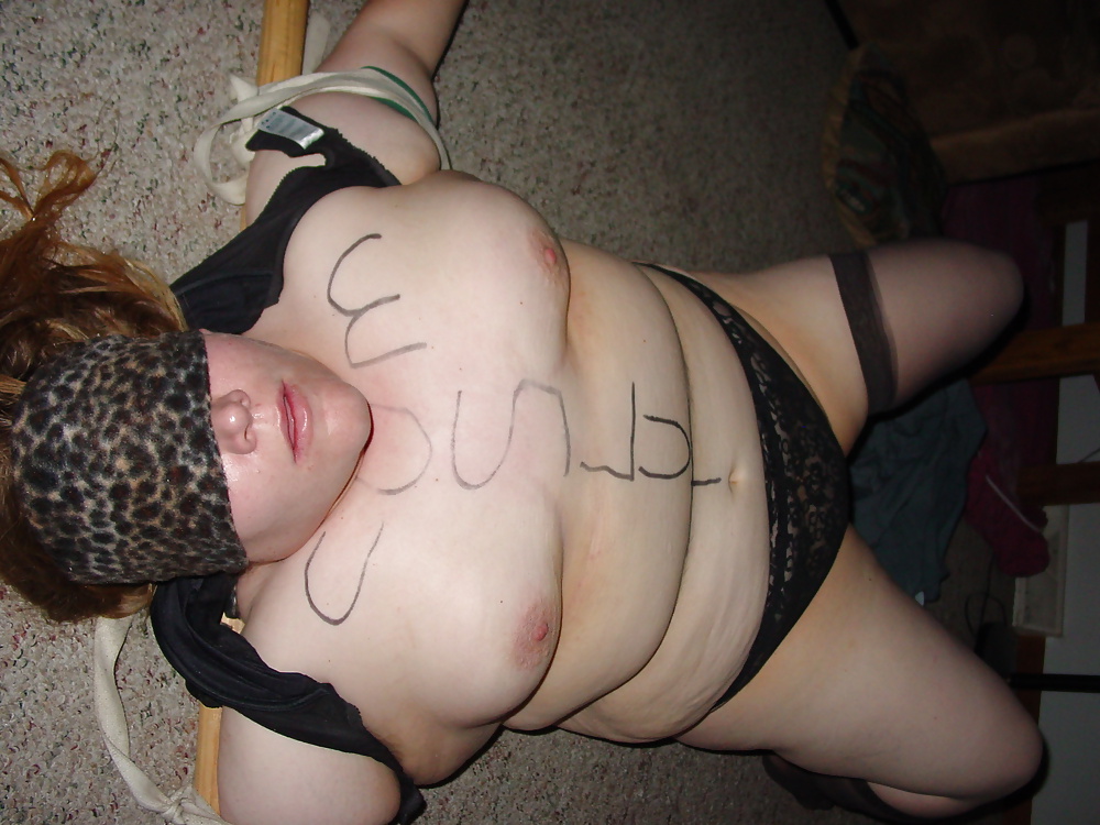 Bbw Bondage Slave with Body Writing #31287368