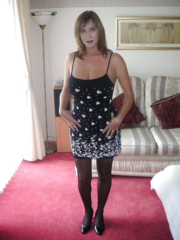 English housewife lady black sheer nylons #30231608