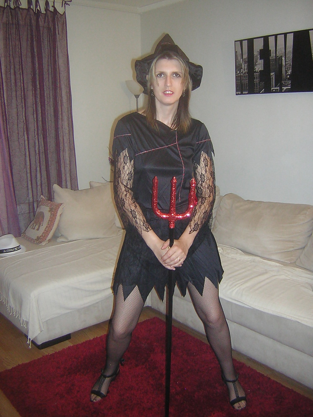French amateur in sexy witch dress halloween #24852947