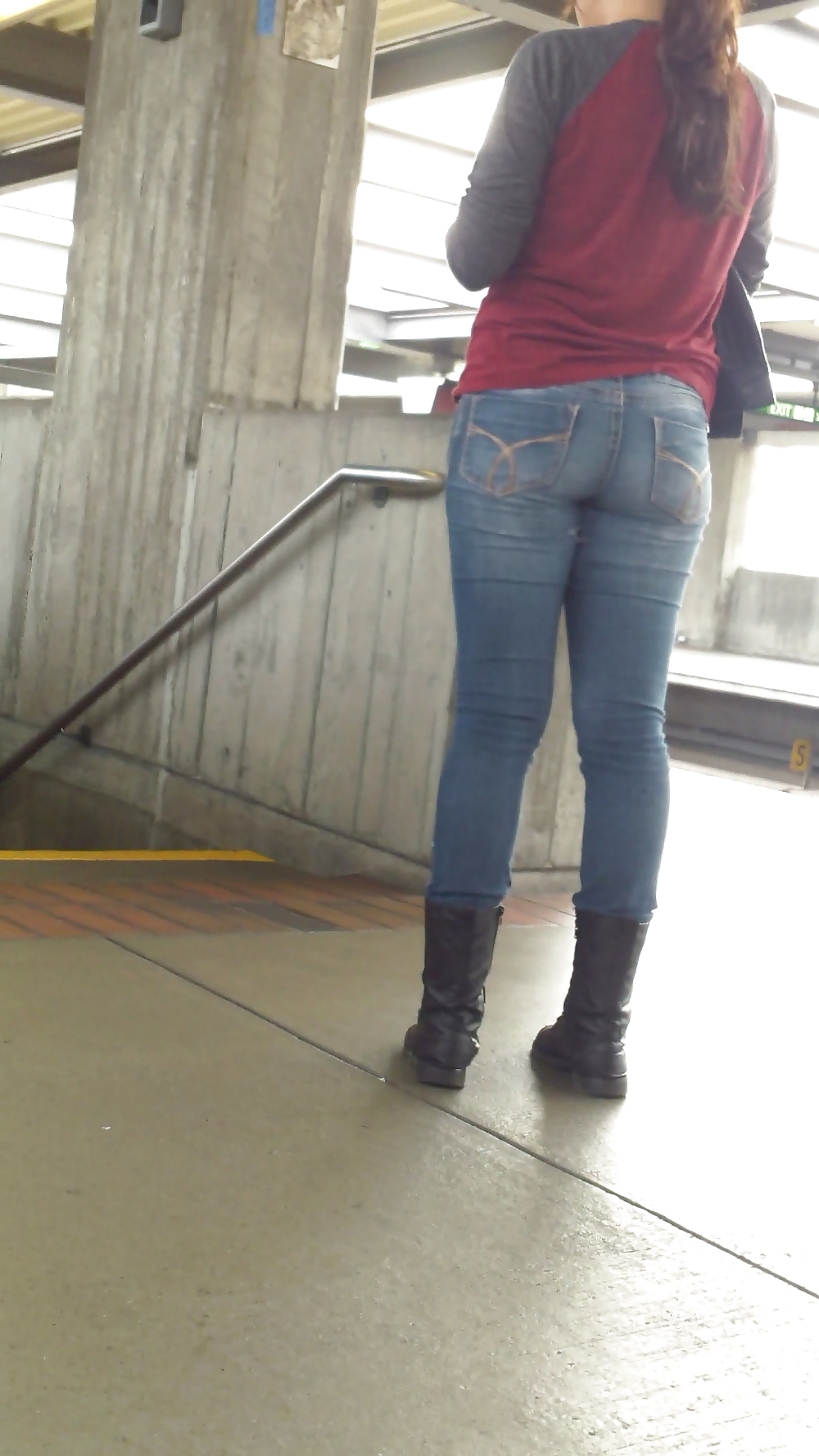 Sexy tight teen ass & butt in blue jeans #23556735
