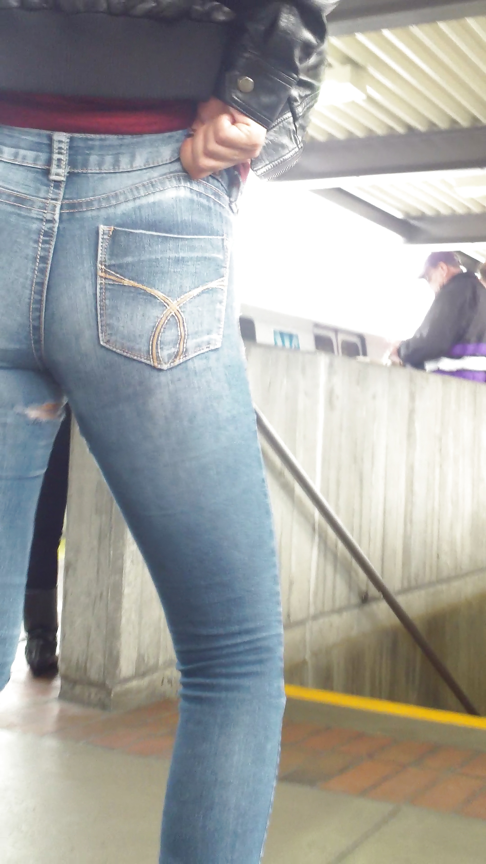 Sexy tight teen ass & butt in blue jeans #23556967