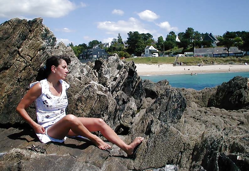 FRENCH NADINE flashing on a Brittany beach 2003 #24663555