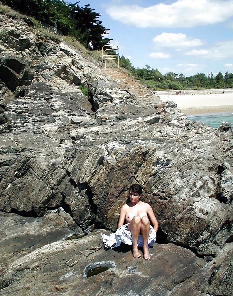 FRENCH NADINE flashing on a Brittany beach 2003 #24663654