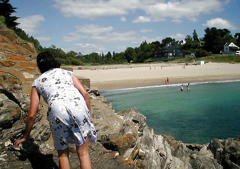 FRENCH NADINE flashing on a Brittany beach 2003 #24663685