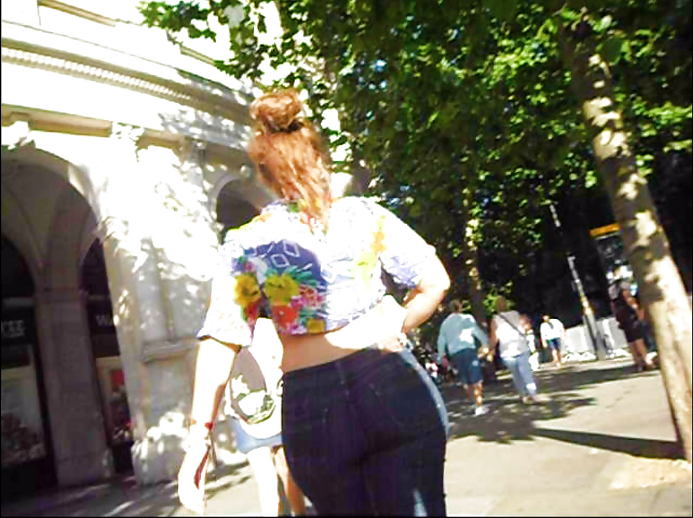 PAWG redhead in tight jeans on the street #34648409