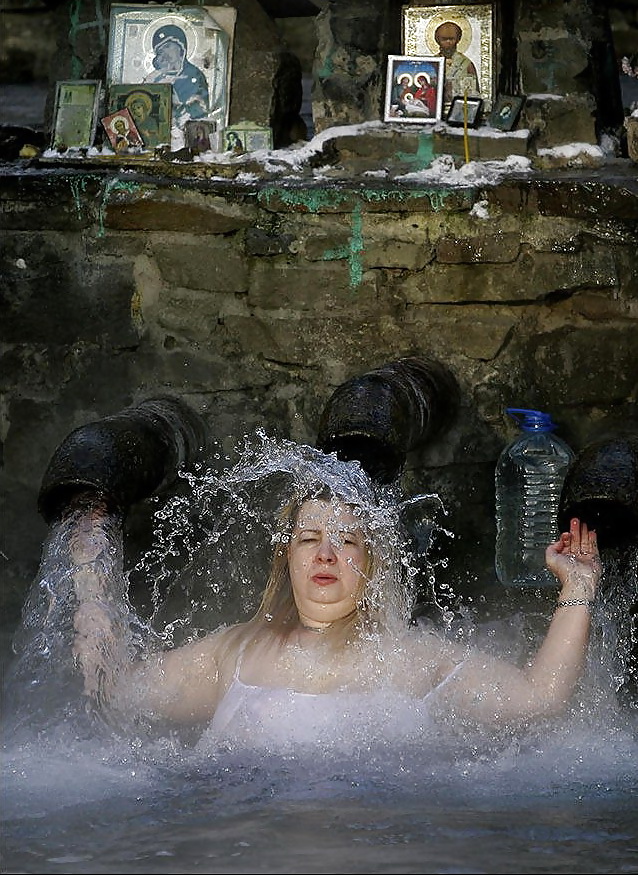 Russian Epiphany bathing! Amateur! #35792947