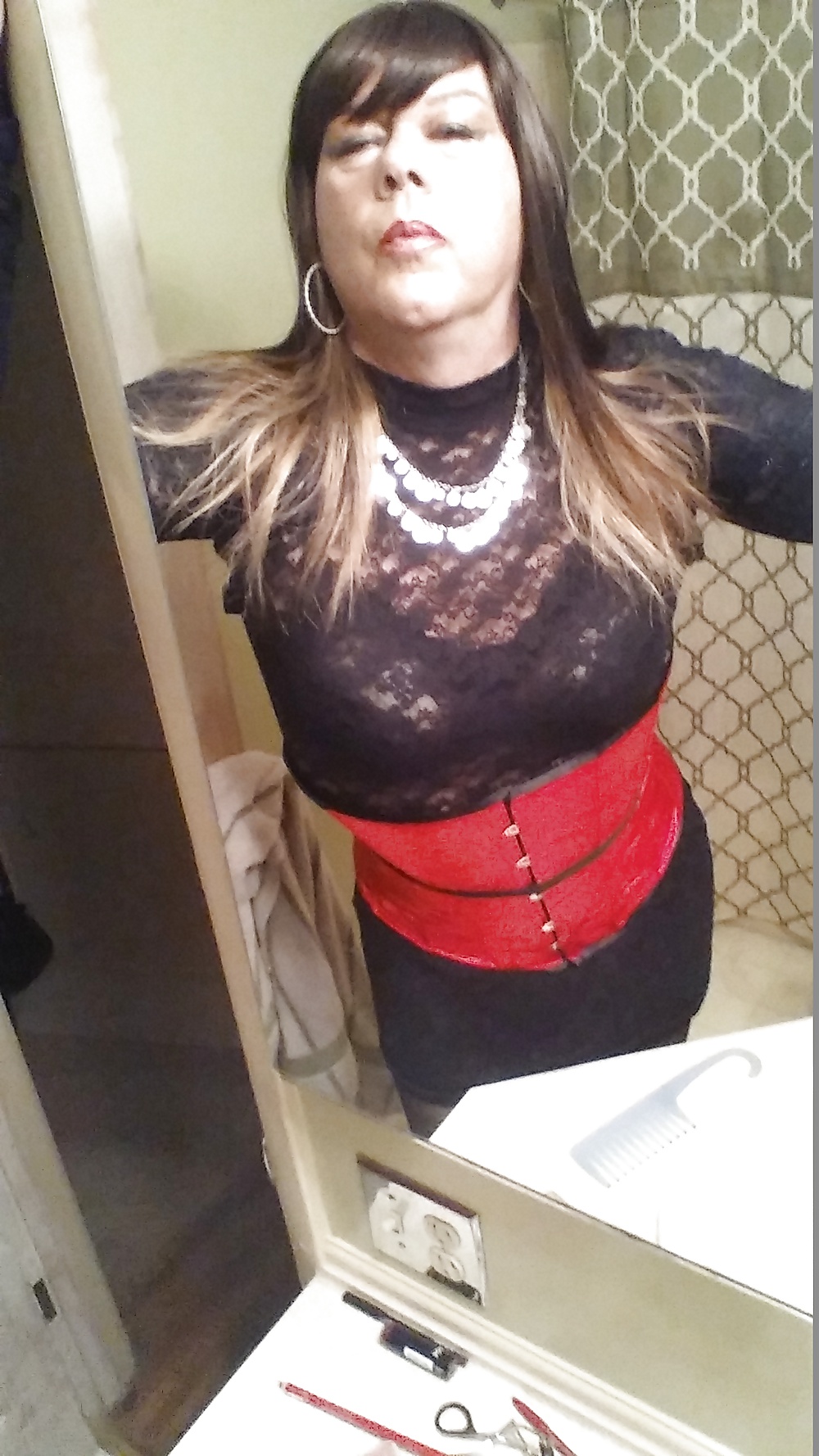 New Dress and Red Corset