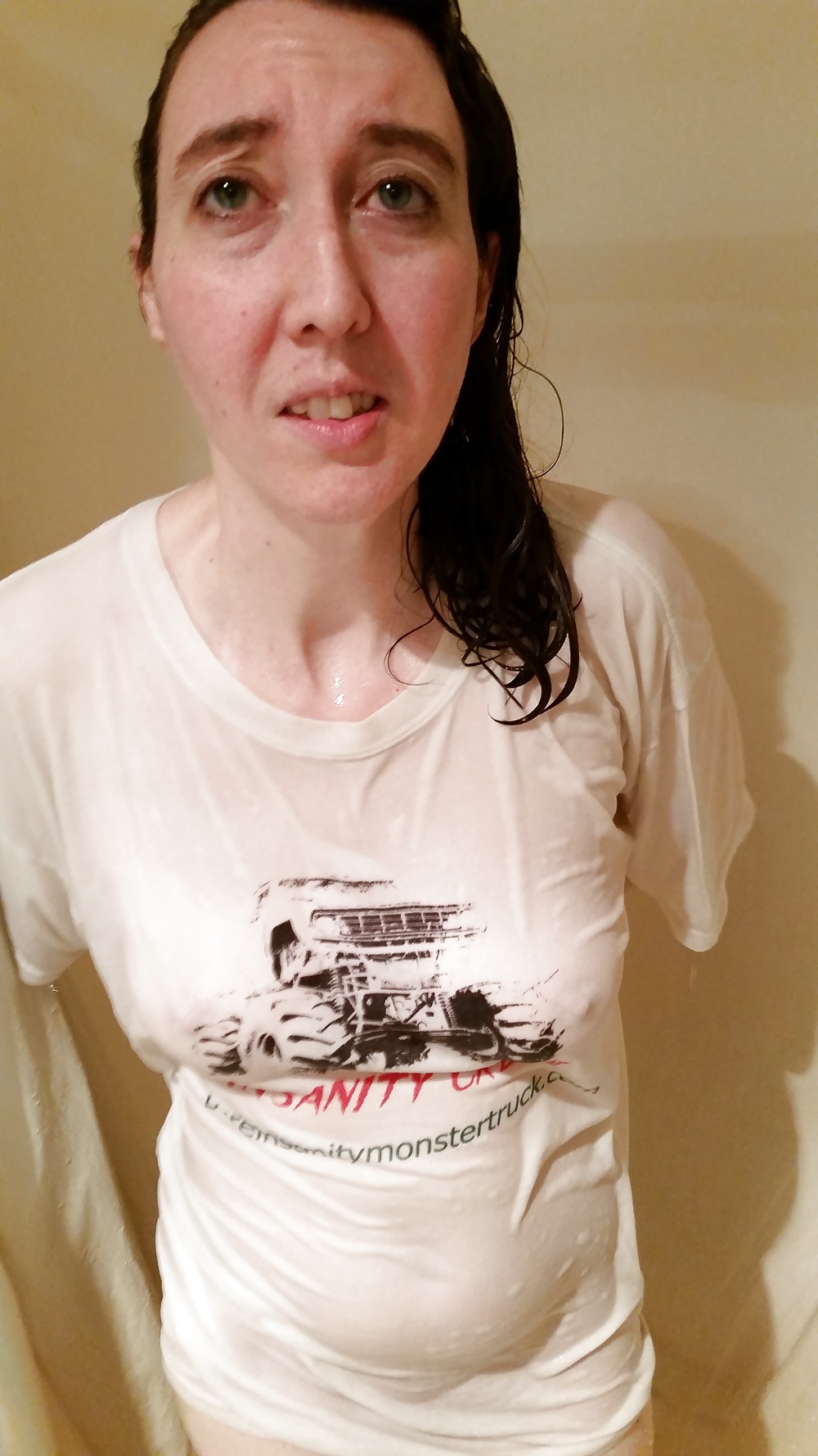 My wife's first wet t shirt pics and after. #40930000