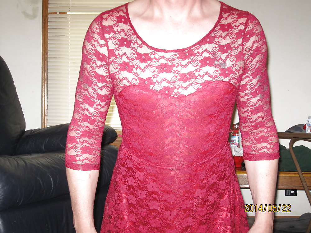 Red lace dress #28878909