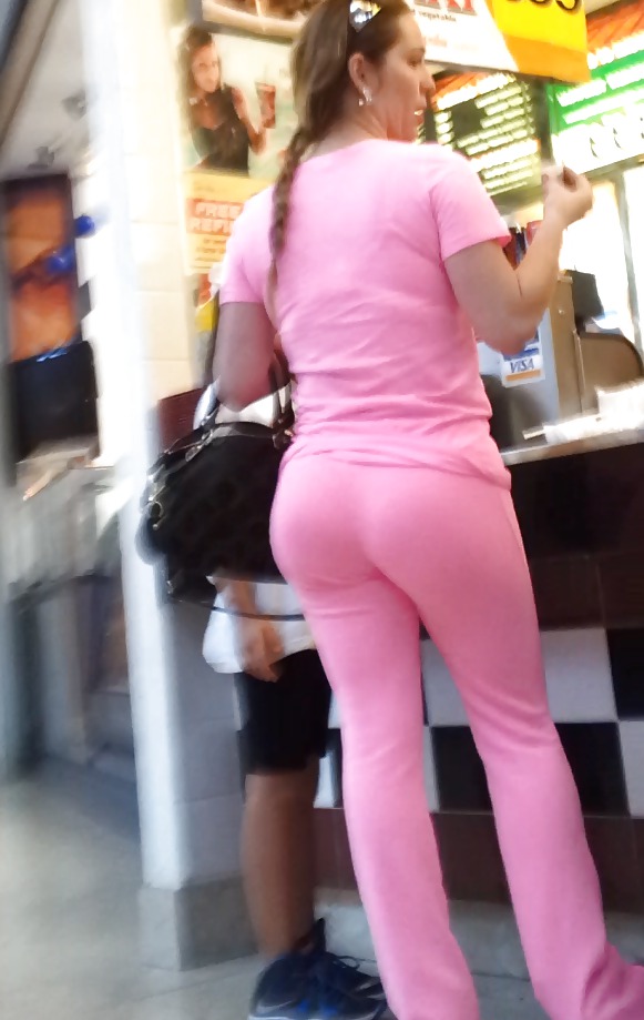 Pink Tights FAT BUNS Slim Latina Milf VOYEUR CANDID #37194784