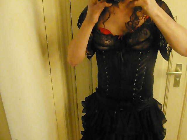 Black and red corset cum