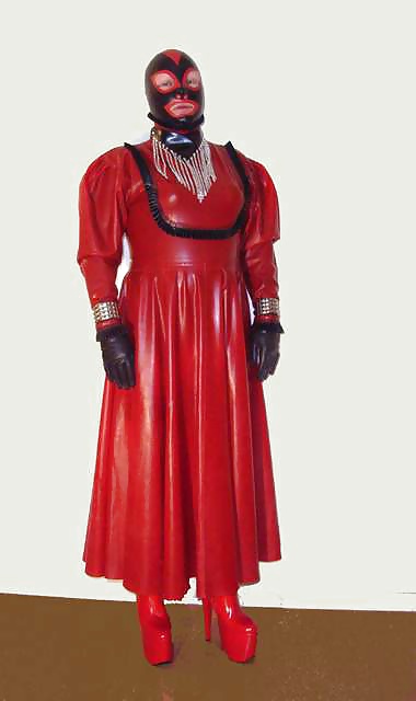 Sheilafetishtv, vestido largo de látex rojo 
 #29022184