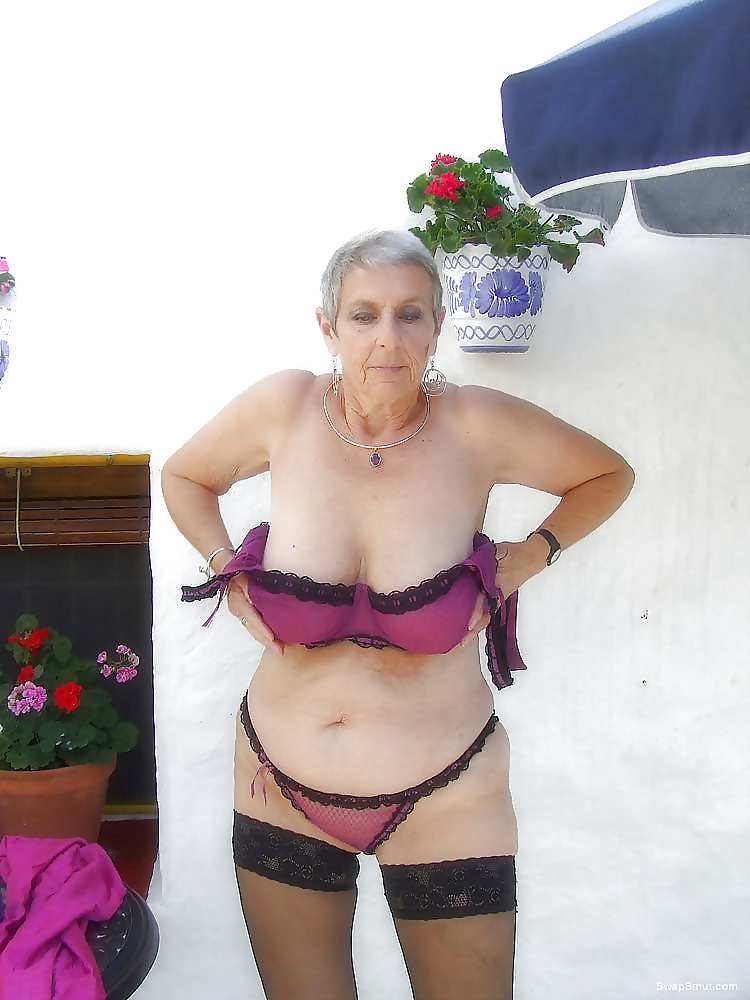Grey hair, granny  with her nice purple underwear #30740414