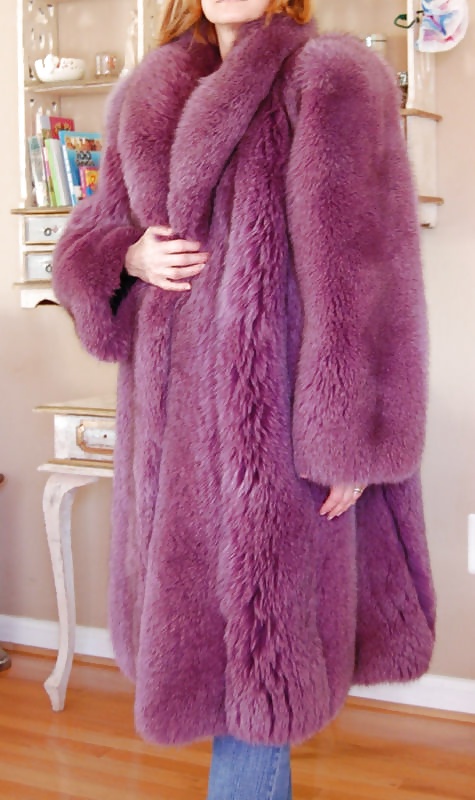 Dyed fox fur coat #30681773