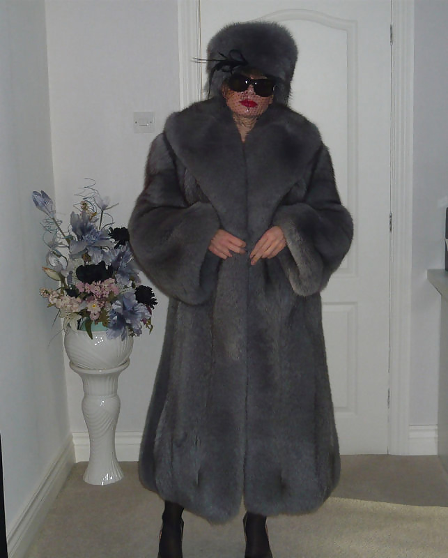Dyed fox fur coat #30681777