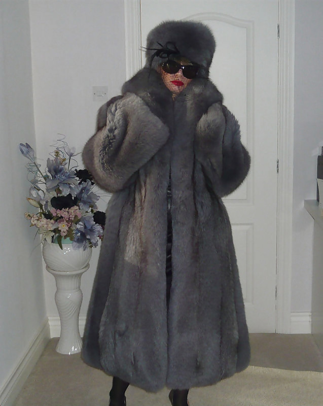 Dyed fox fur coat #30681787