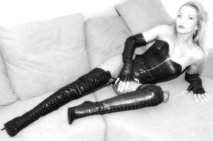 Black and white bdsm boots #23258625