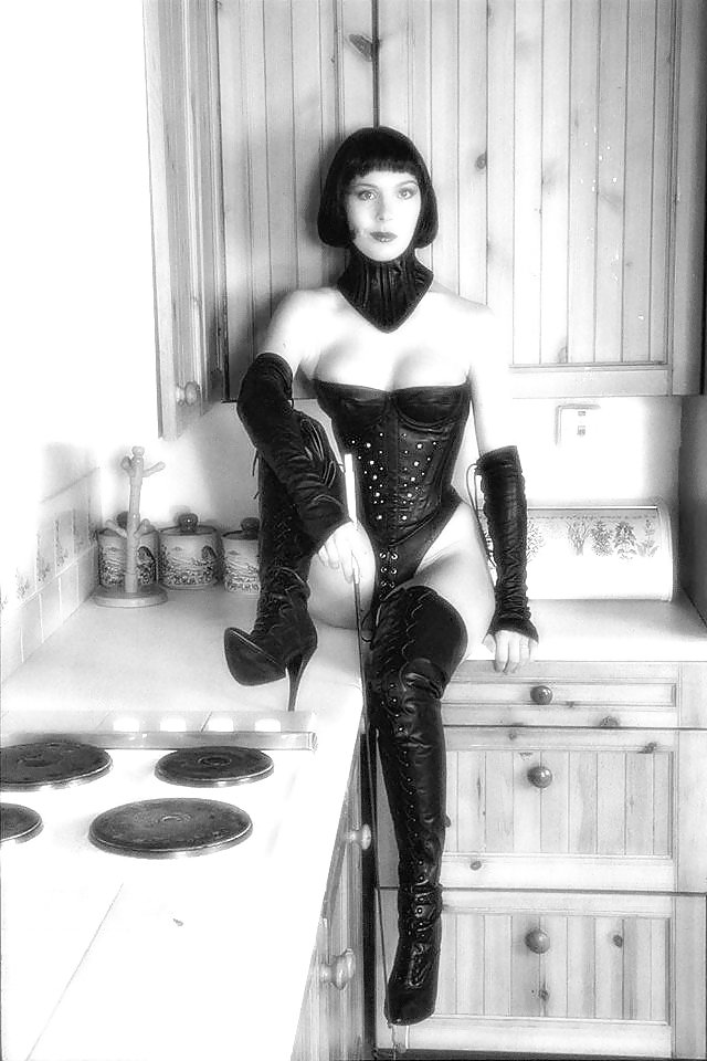 Black and white bdsm boots #23258657