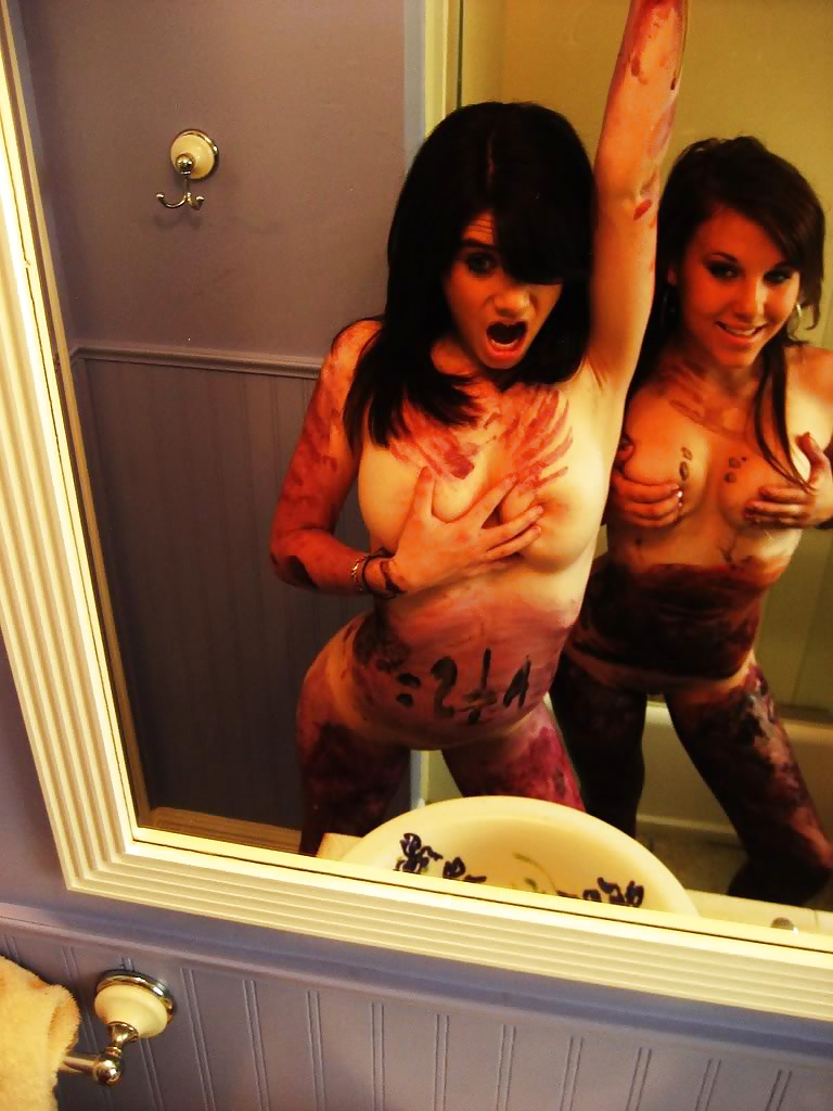 Two hot amateur teens naked with body paint #30175418