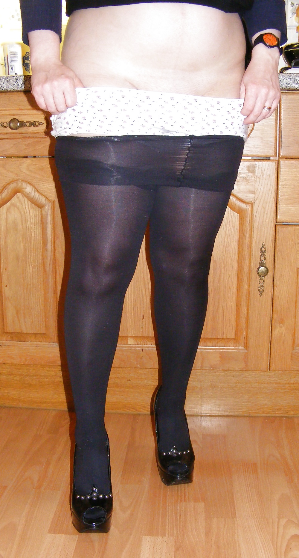 Shiny tights and black platforms #27707023