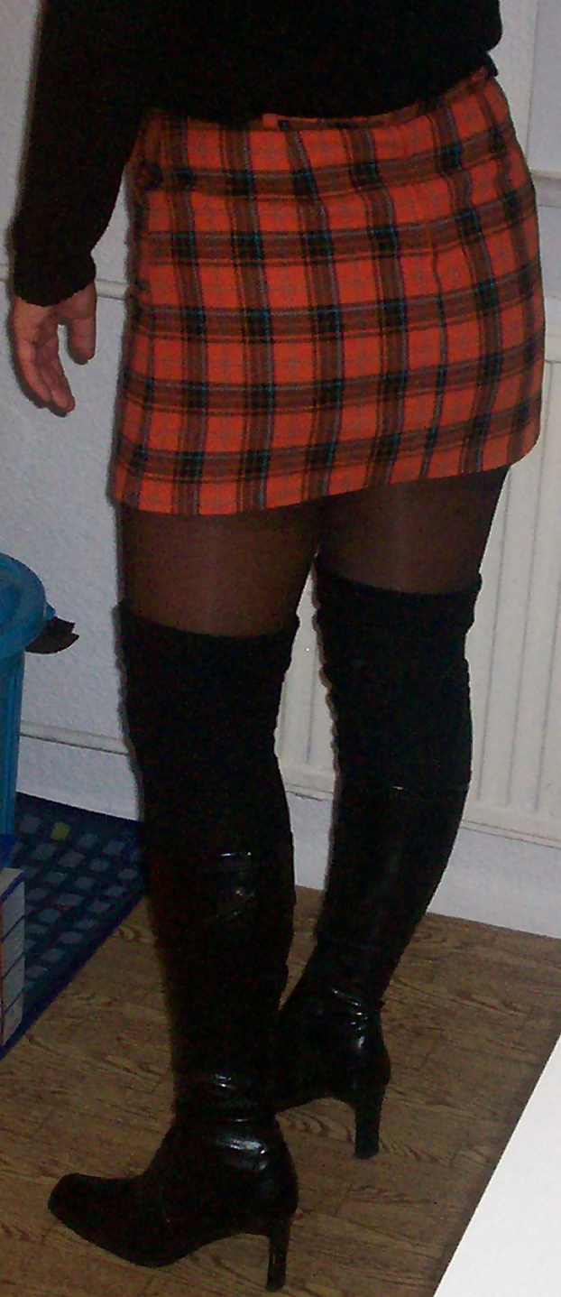 Short Skirt, Boots and Overkneesocks #26470294