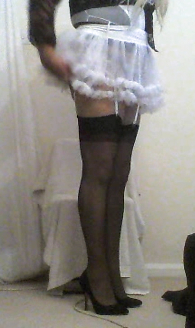 Sissy in stockings playing with hard cock toy #22996454