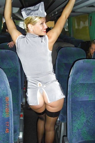Women flashing stockings on public transport.  #39936776