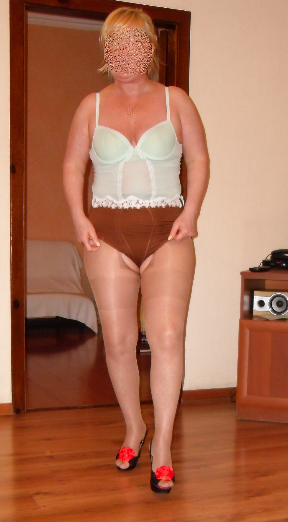 Pushuna's riped brown girdle panty #38775687