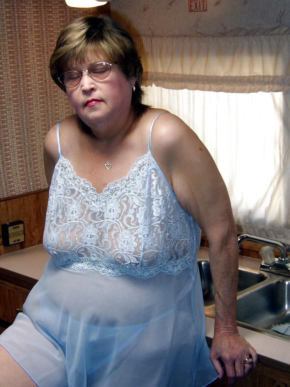 Mature BBW In Sheer Blue Nightgown #41005610
