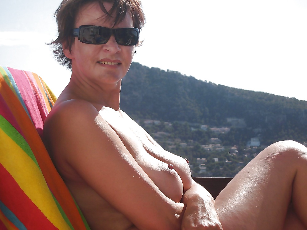 Short-Haired, Busty, Saggy Mature on the Beach #37559145