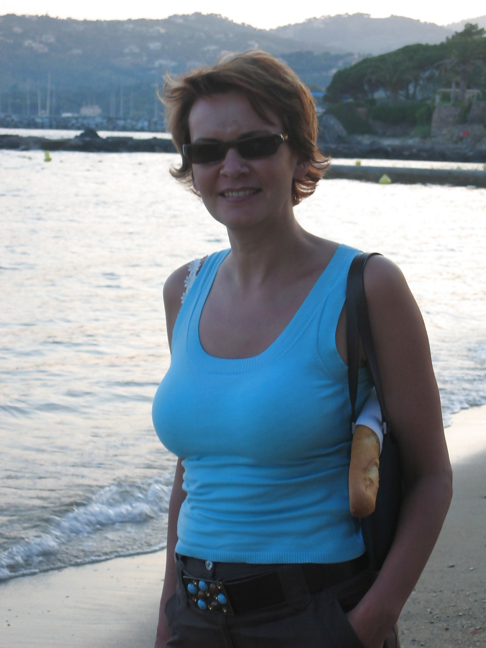 Short-Haired, Busty, Saggy Mature on the Beach #37559188