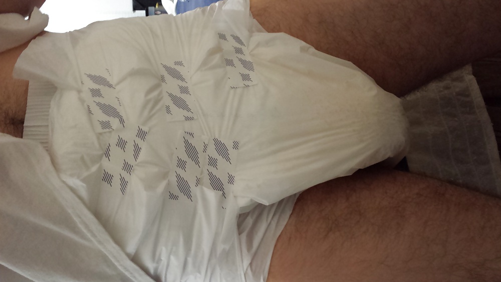 Me wet wearing a large Attends diaper #25287345