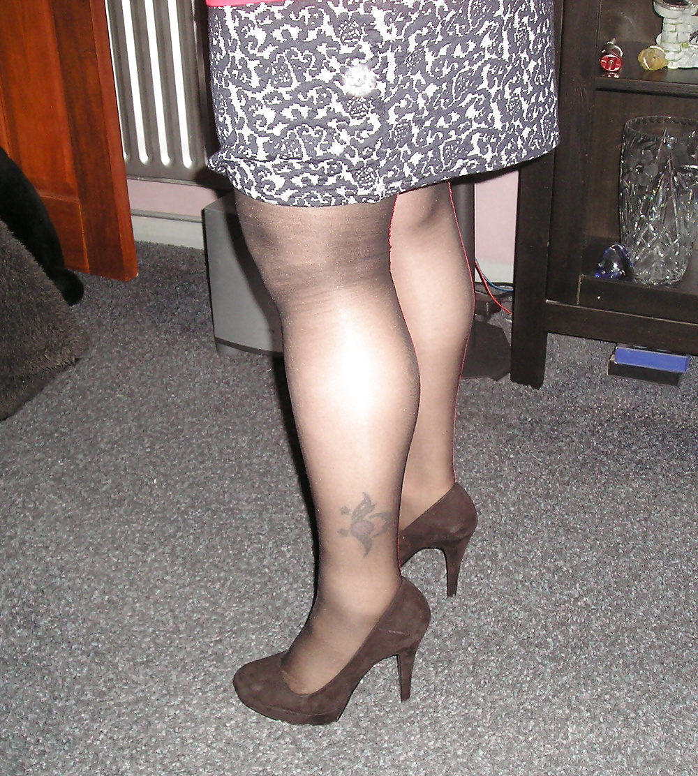 My girlfriends hazelnut tights pantyhose and black stockings #25626942