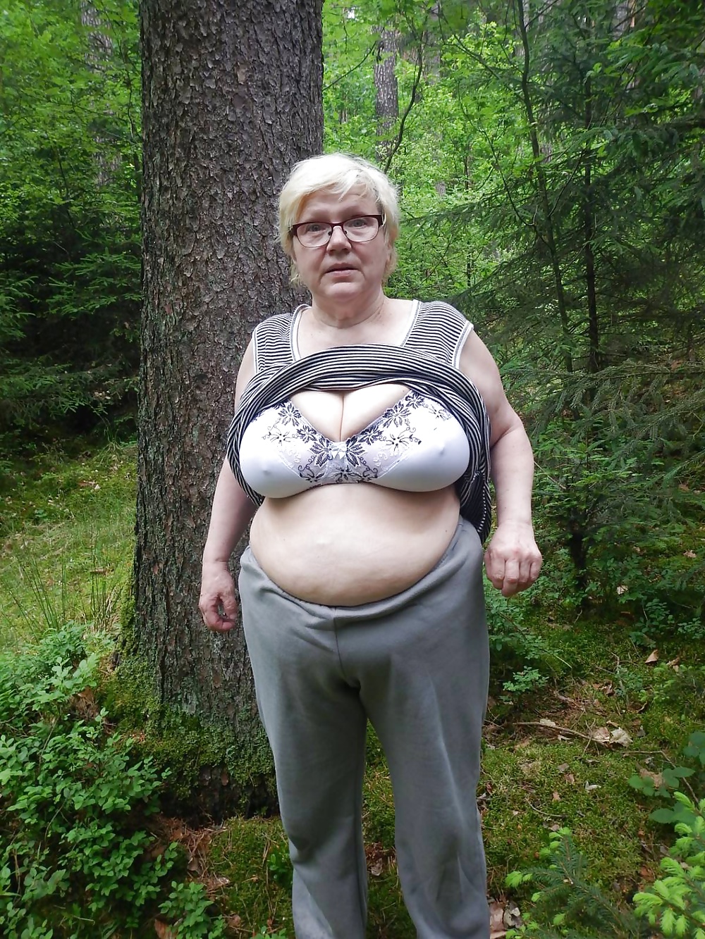 Busty granny in forest #40706366