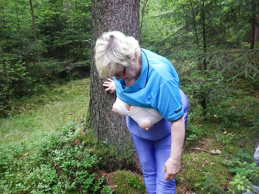 Busty granny in forest #40706408