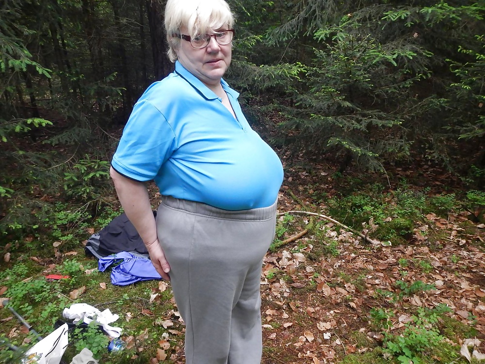 Busty granny in forest #40706419