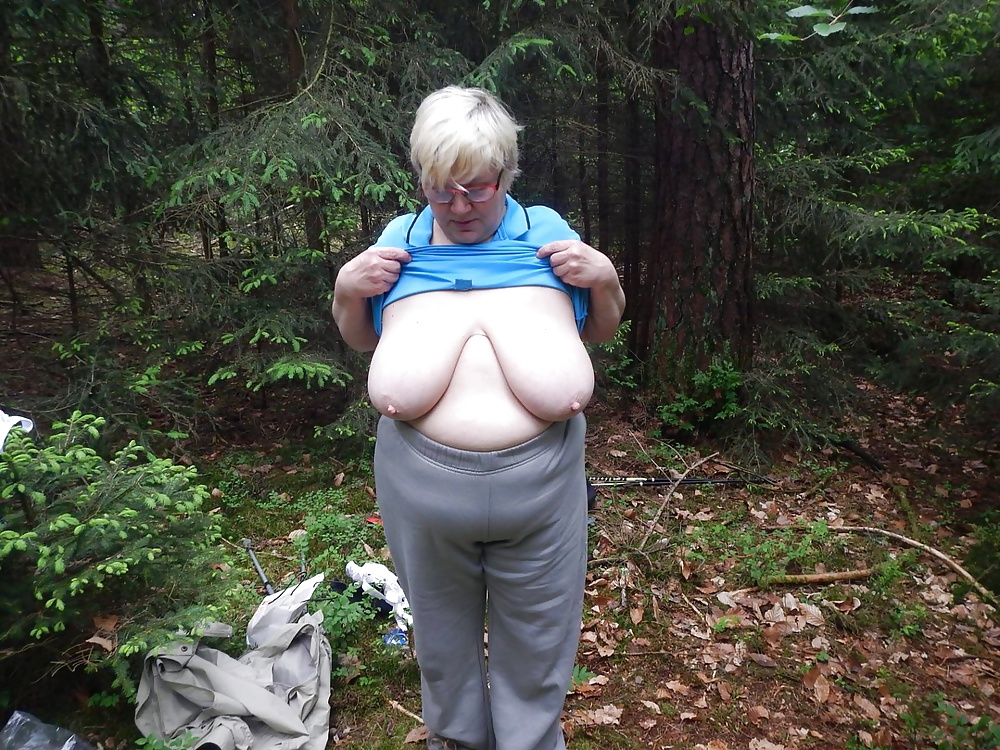 Busty granny in forest #40706431