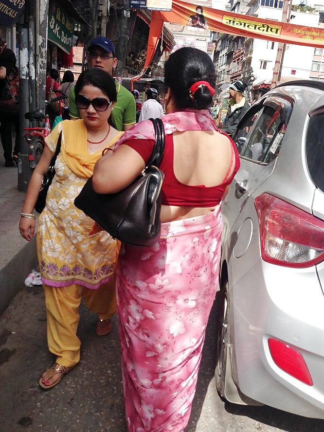 Sexy nepali mom showing red bra in market #40280853