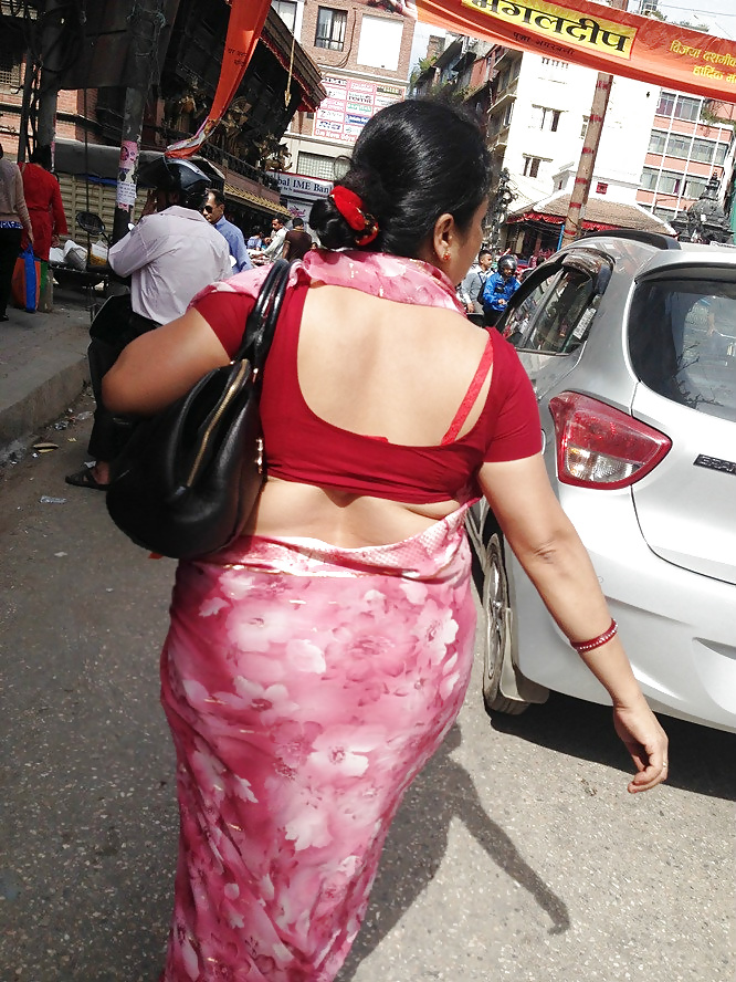 Sexy nepali mom showing red bra in market #40280872