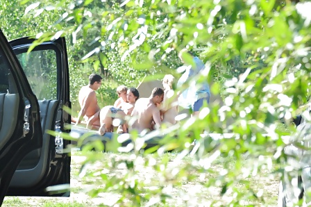 Russian nudists have fun in the forest #35415373