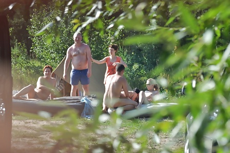 Russian nudists have fun in the forest #35415411