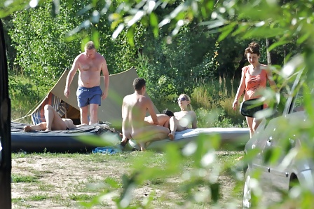 Russian nudists have fun in the forest #35415418