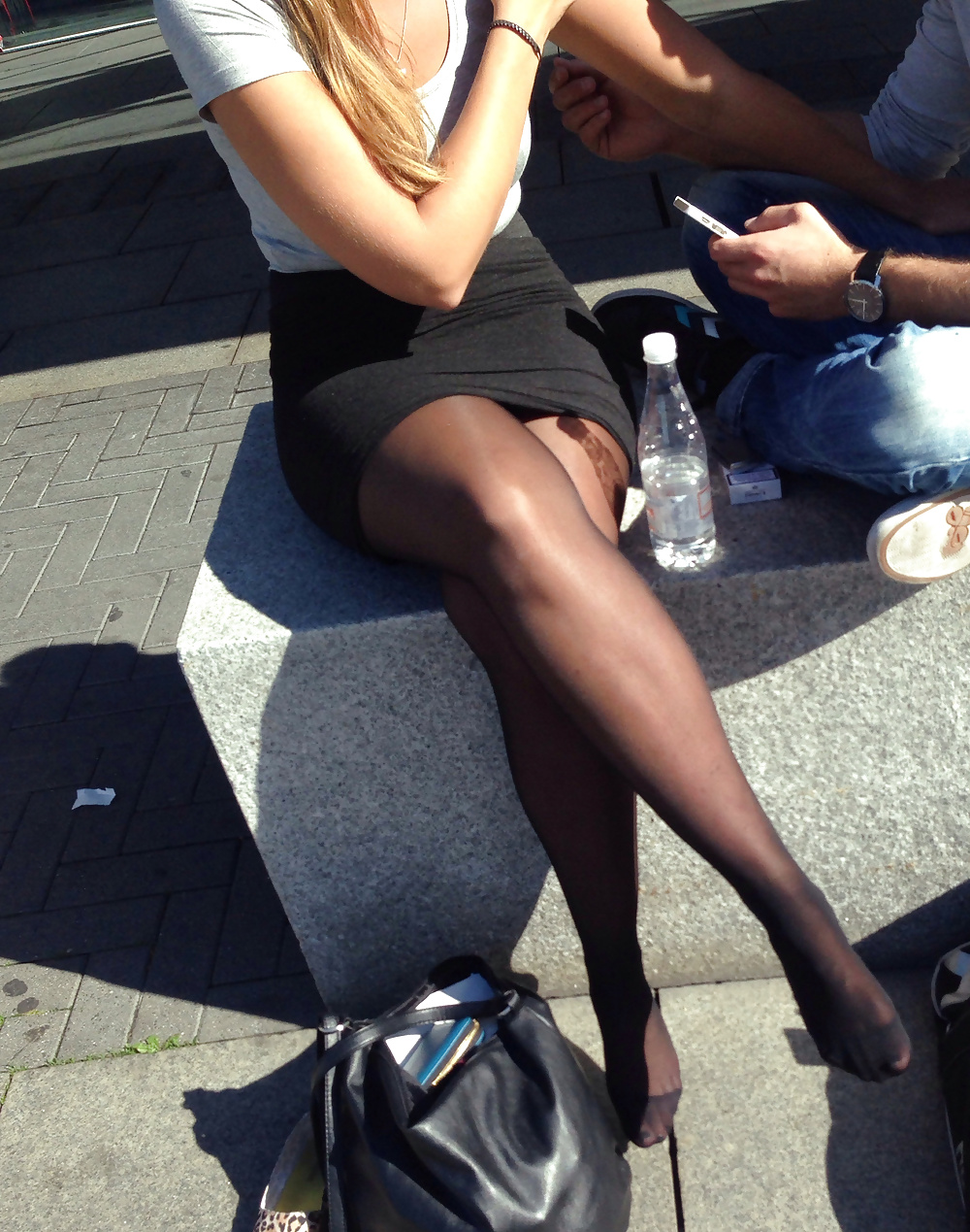Candid pantyhose feet at airport #29911916