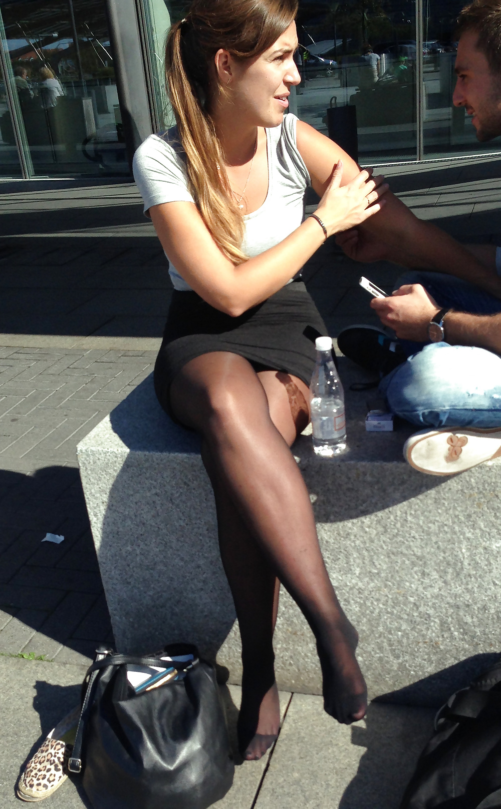 Candid pantyhose feet at airport #29911957