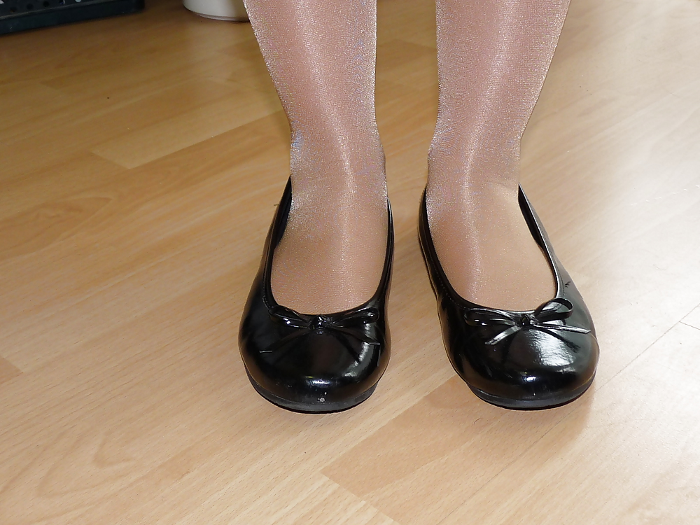 Wifes Sexy Wohnungen Ballerina Ballett Schwarze Lederschuhe #37860567