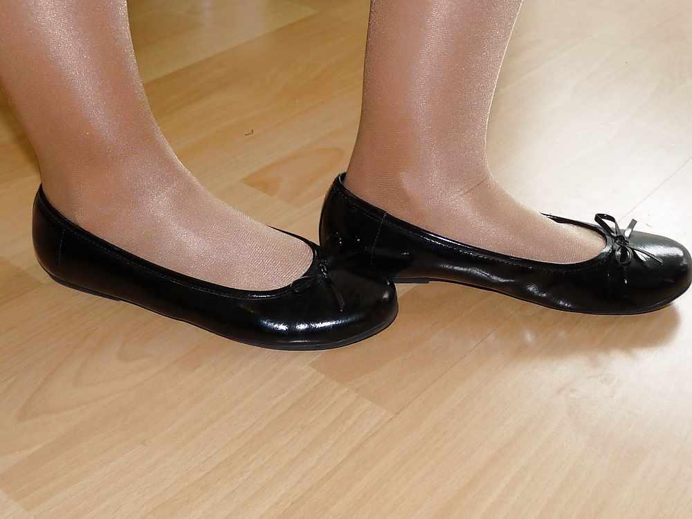 Wifes sexy black leather ballerina ballet flats shoes  #37860570