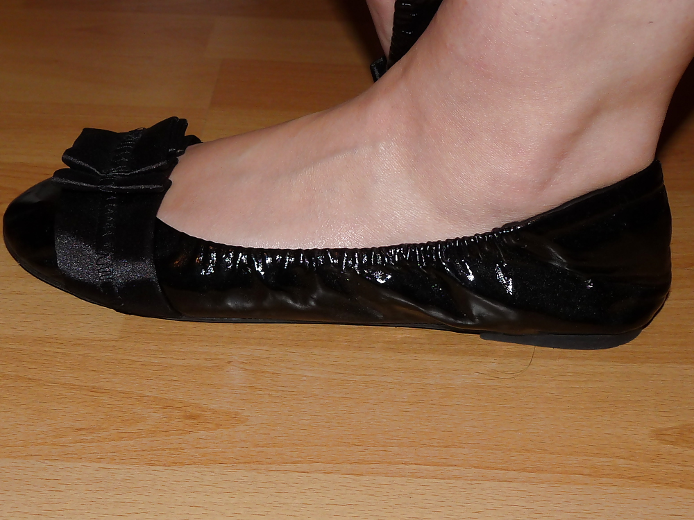 Wifes sexy black leather ballerina ballet flats shoes  #37860591