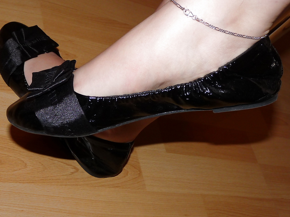 Wifes sexy black leather ballerina ballet flats shoes  #37860595