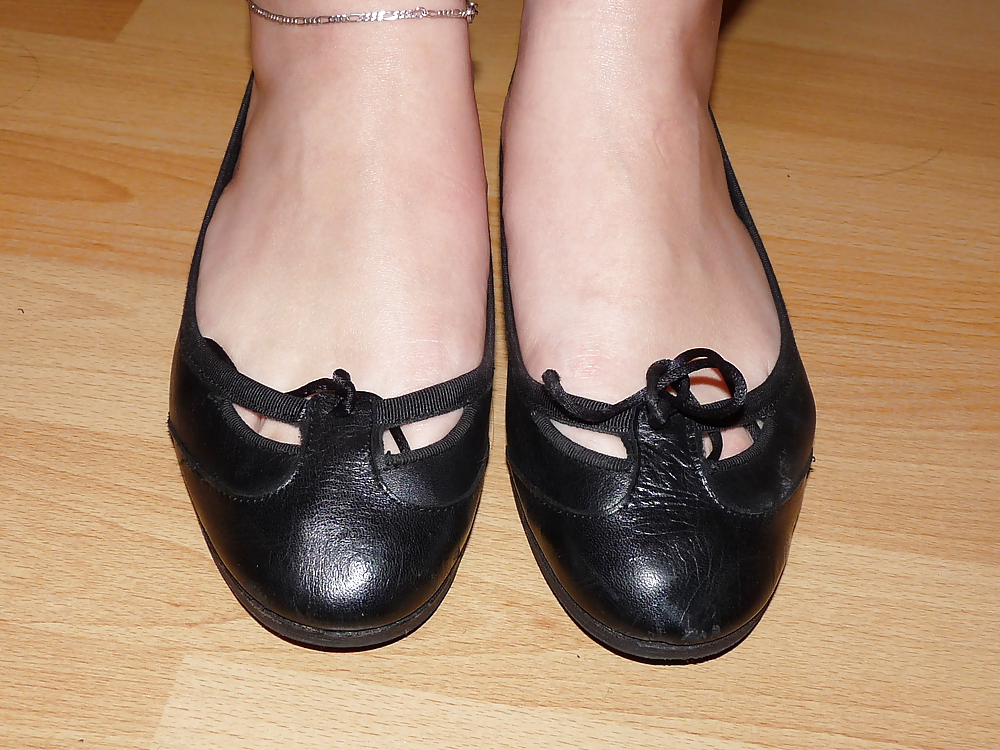 Wifes sexy black leather ballerina ballet flats shoes  #37860610