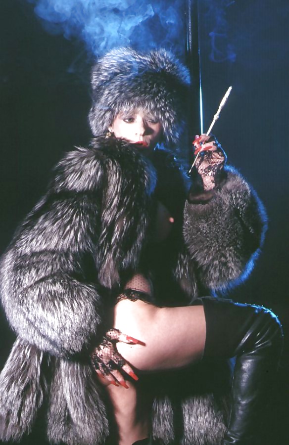 Smoking Fetish in Furs and high heel boots  #30108656